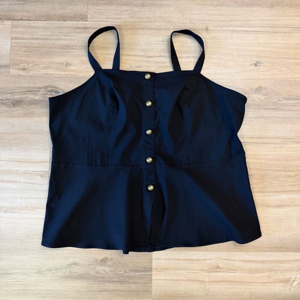 New Torrid Peplum Bengaline Button Front Bustier Black Top Size 4 Loungecore Fit